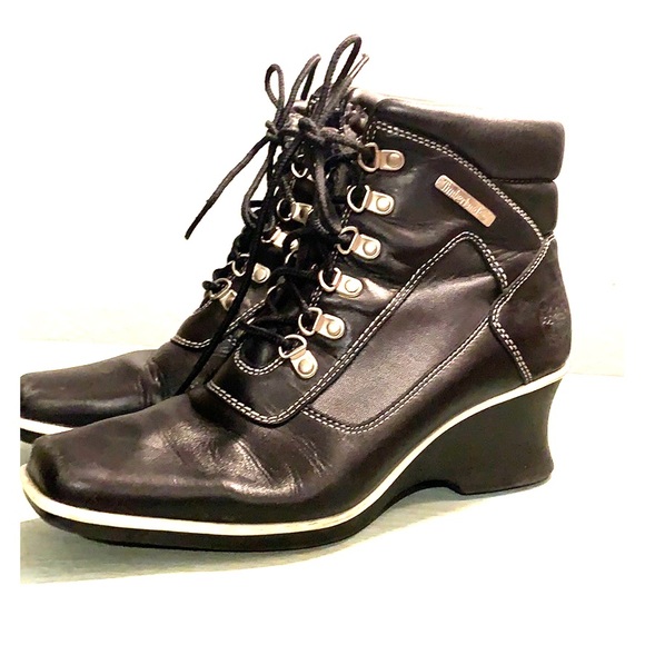 Timberland Shoes - Timberland Black Leather Wedge Boots